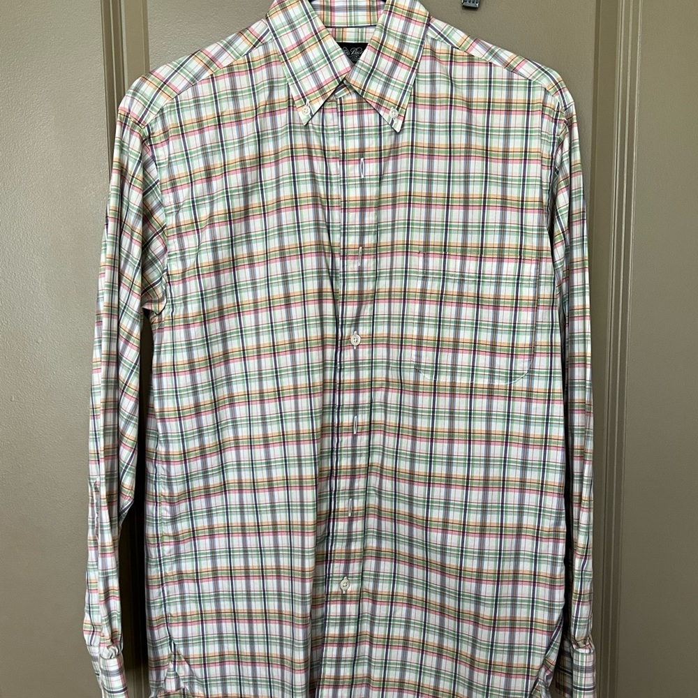 Brooks Brothers Mens Plaid Non Iron Button Down Size Small